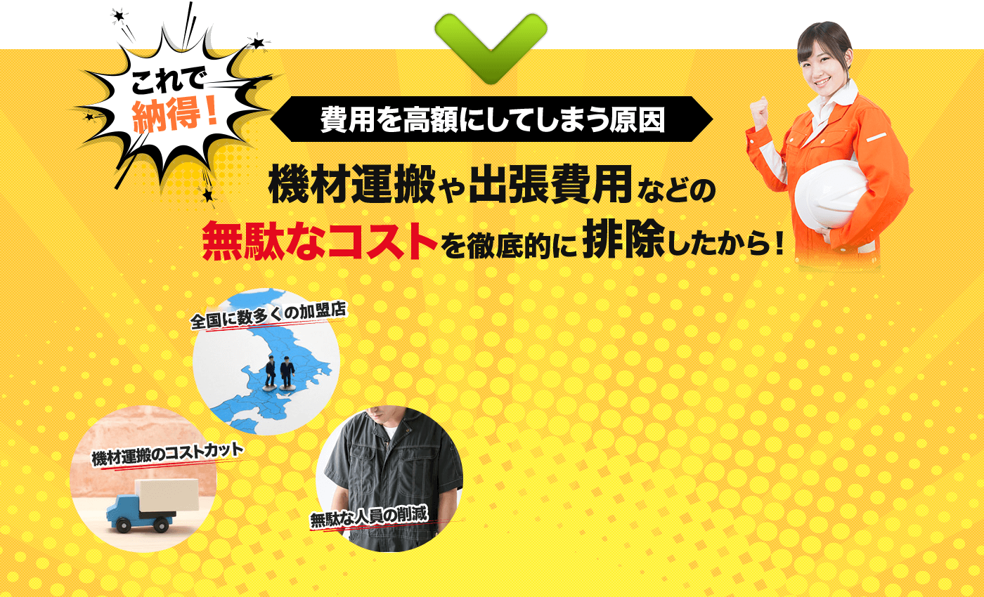 機材運搬や出張費用などの無駄なコストを徹底的に排除