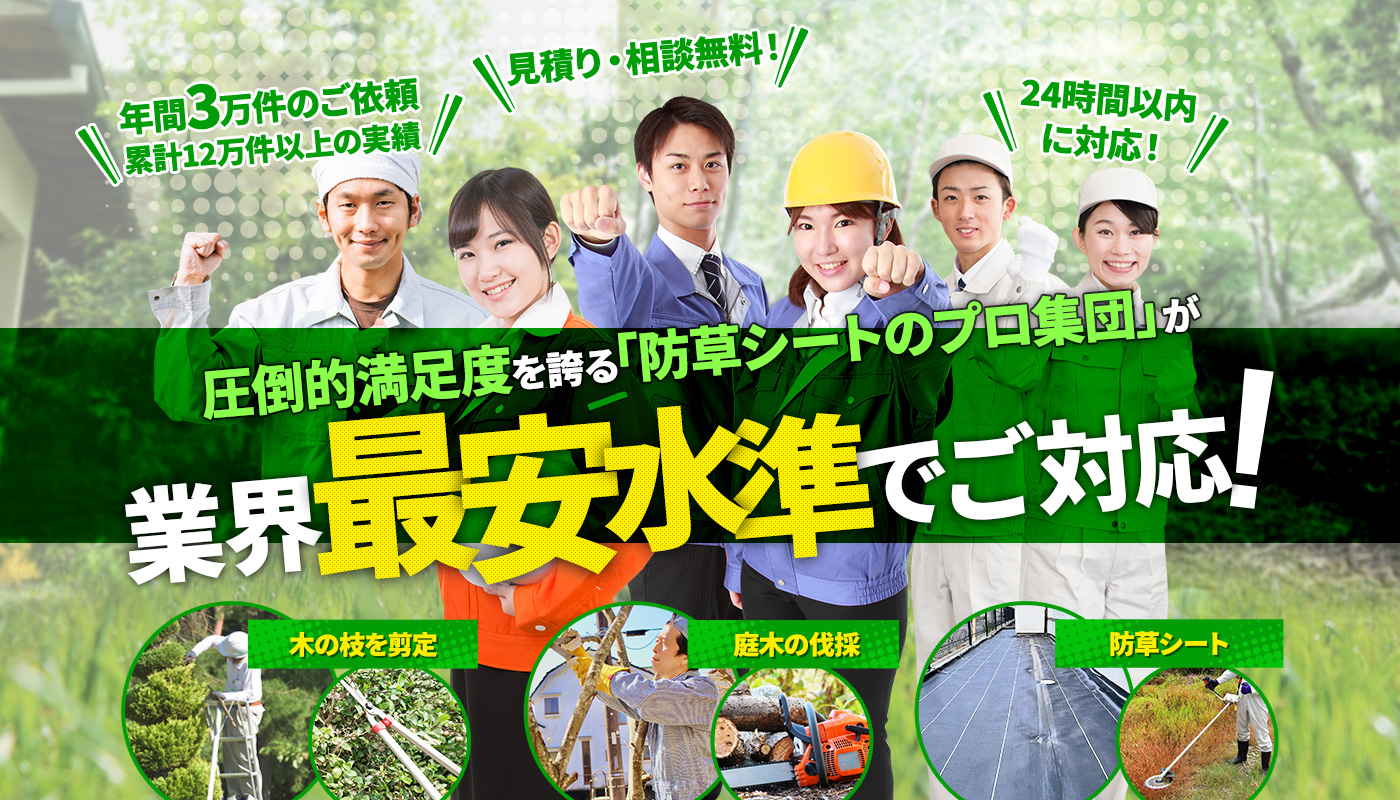 圧倒的満足度を誇る「庭手入れのプロ集団」が業界最安水準でご対応！ 木の枝を剪定 庭木の伐採 お庭の草刈
